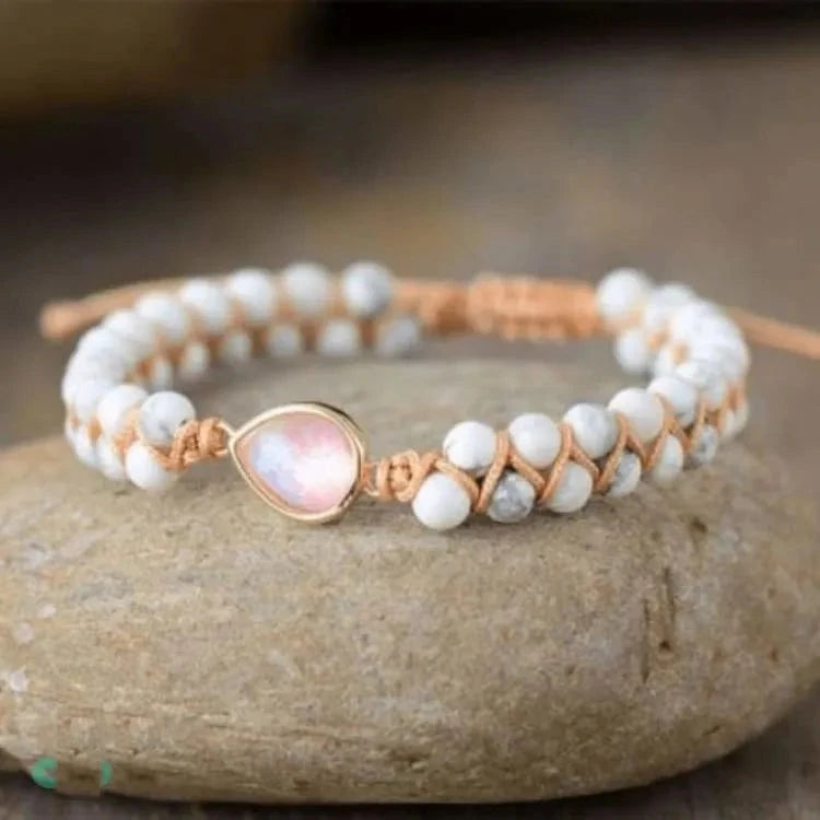Bracelet porte bonheur howlite ou rhodonite
