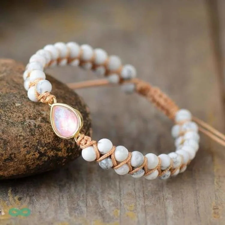 Bracelet porte bonheur howlite ou rhodonite