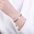 Bracelet porte bonheur trèfle 4 feuilles onyx