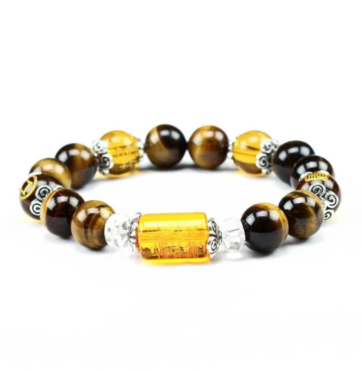 Bracelet tibétain oeil de tigre 6 mantras