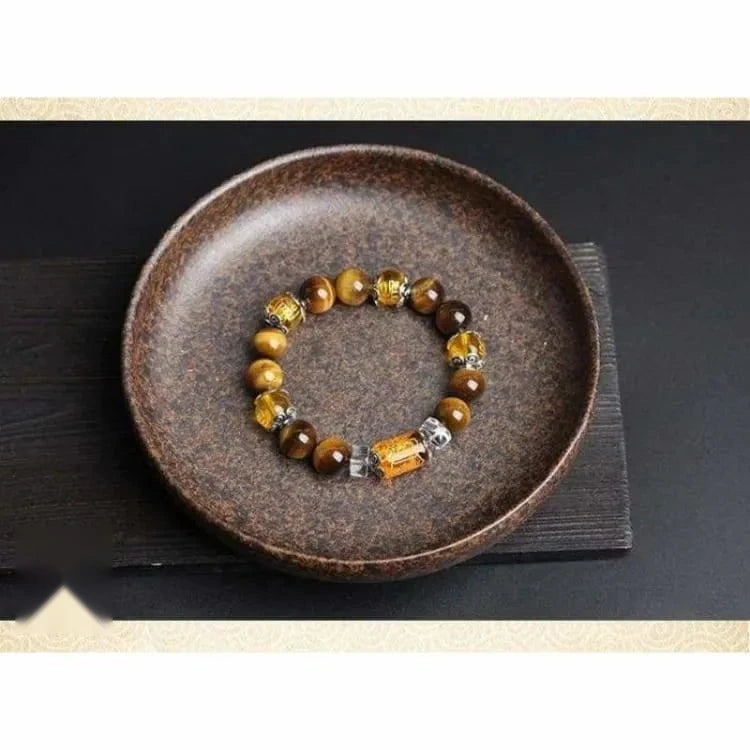 Bracelet tibétain oeil de tigre 6 mantras