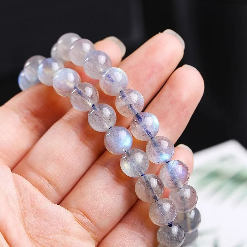 Bracelet pierre de lune labradorite grise