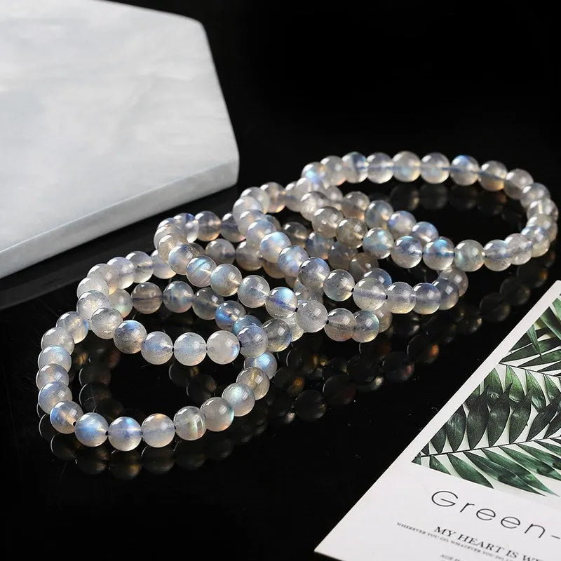 Bracelet pierre de lune labradorite grise