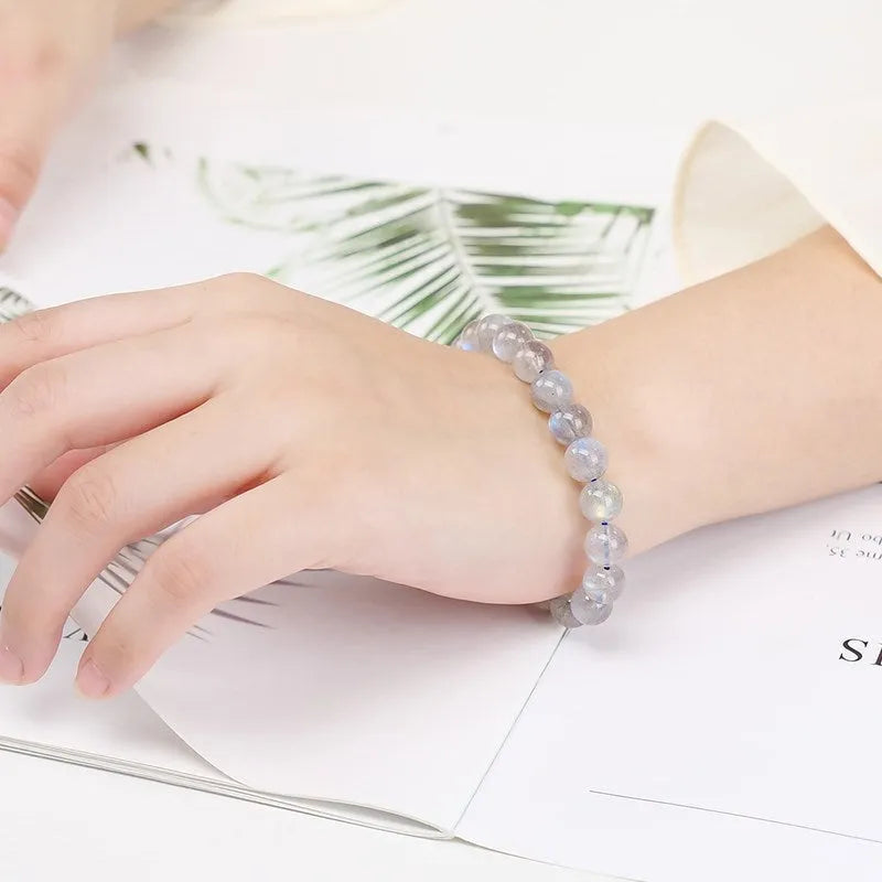 Bracelet pierre de lune labradorite grise