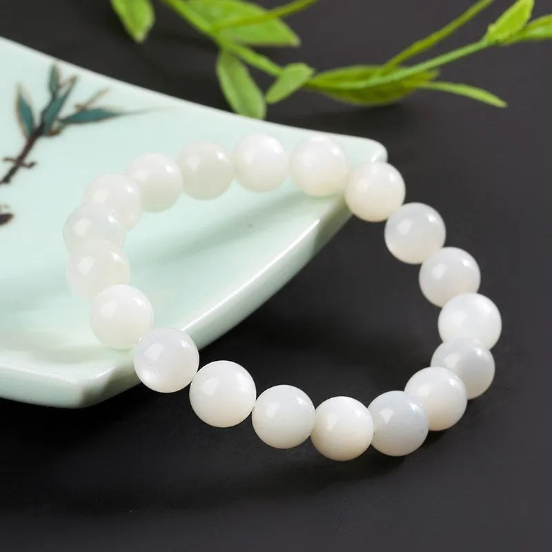 Bracelet pierre de lune et perles blanches