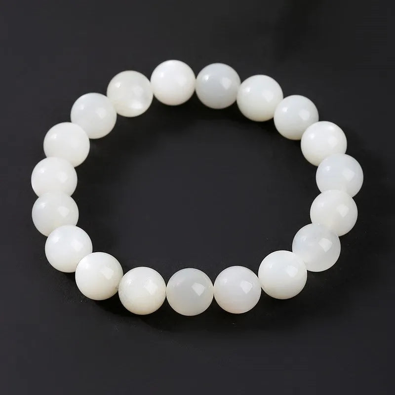 Bracelet pierre de lune et perles blanches