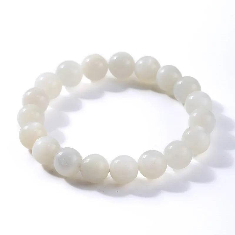 Bracelet pierre de lune et perles blanches