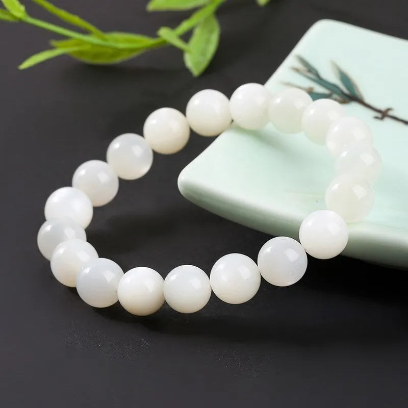 Bracelet pierre de lune et perles blanches