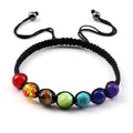 Bracelet 7 chakras noir, blanc et rouge
