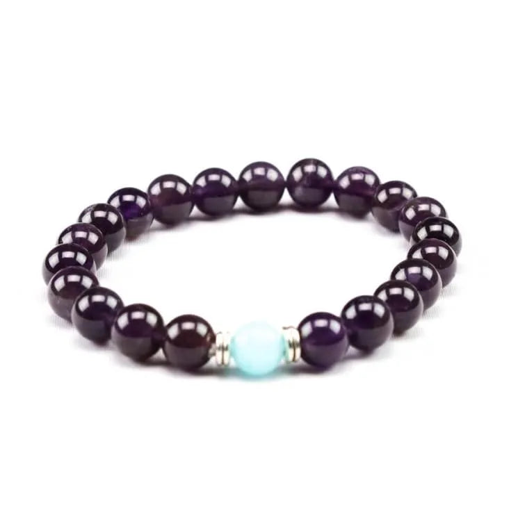 Bracelet améthyste et perle bleue