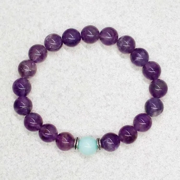 Bracelet améthyste et perle bleue