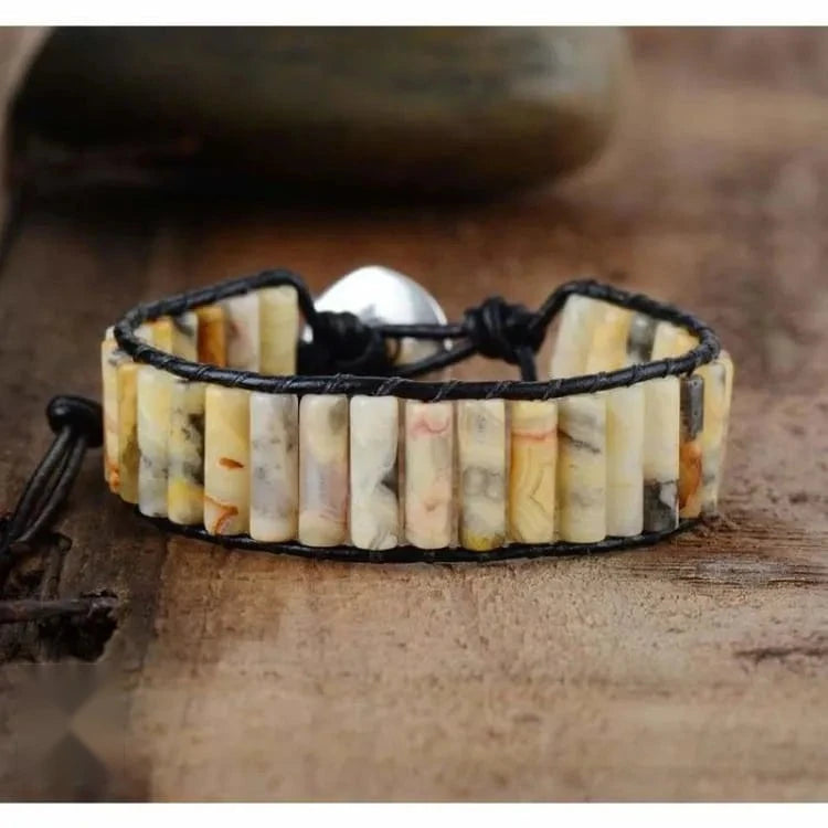 Bracelet pierre de lune ajustable en acier