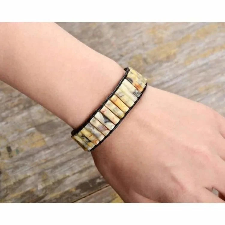 Bracelet pierre de lune ajustable en acier
