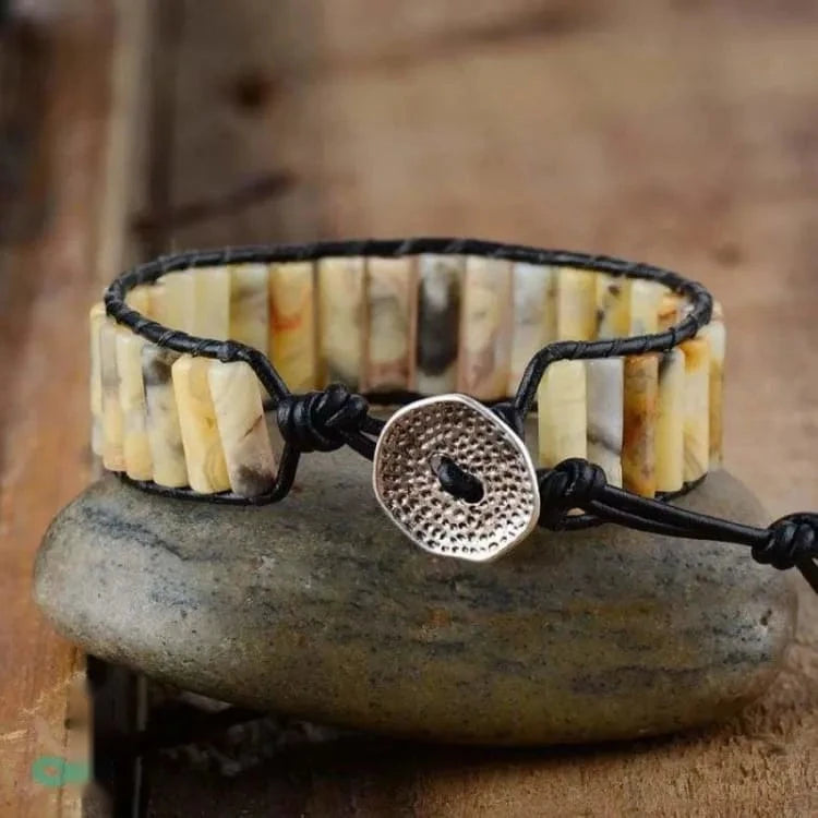 Bracelet pierre de lune ajustable en acier