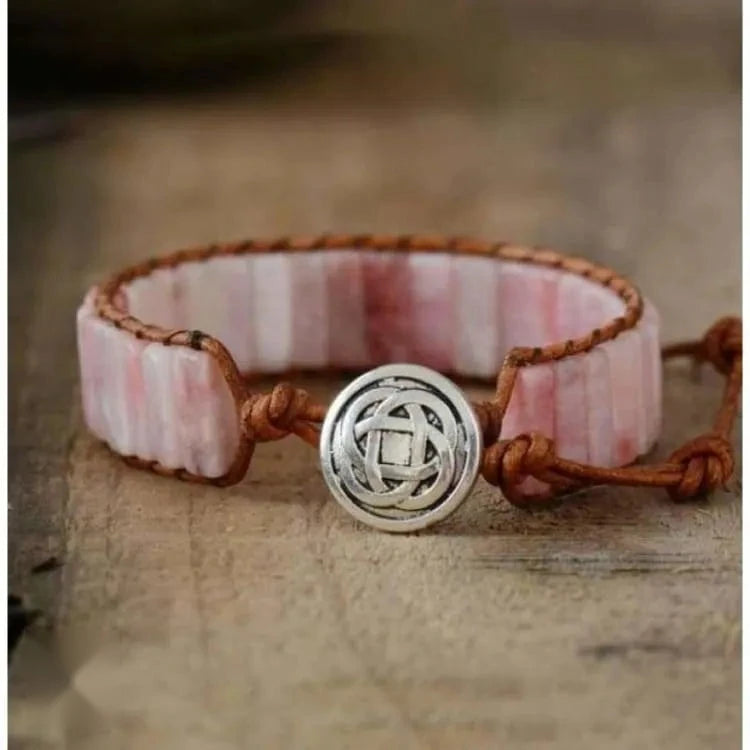 Bracelet quartz rose finement tressé