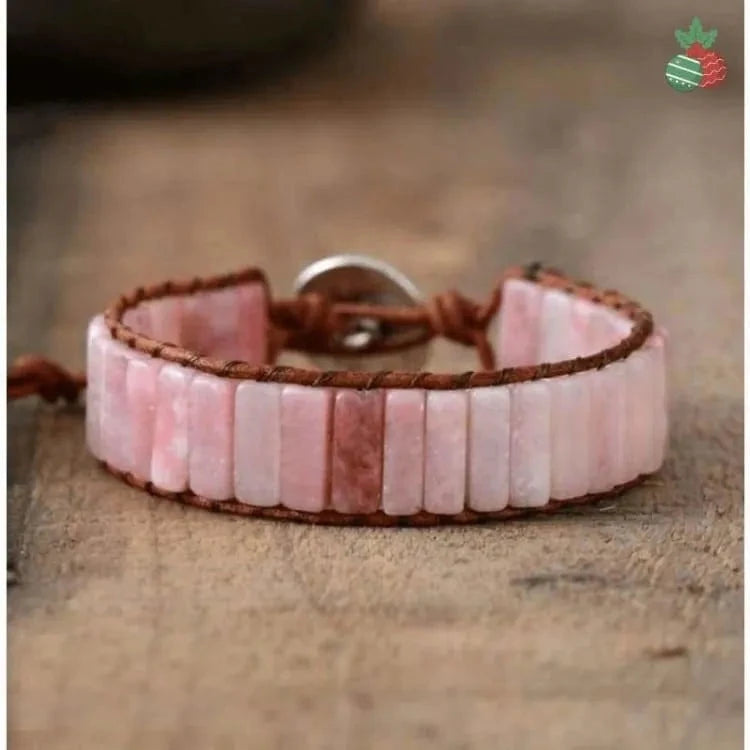 Bracelet quartz rose finement tressé
