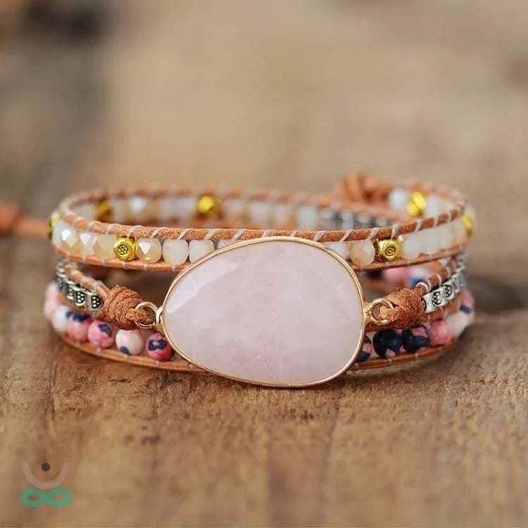 Bracelet quartz rose enveloppant ajustable