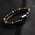 Bracelet oeil de tigre et pierre de lave homme