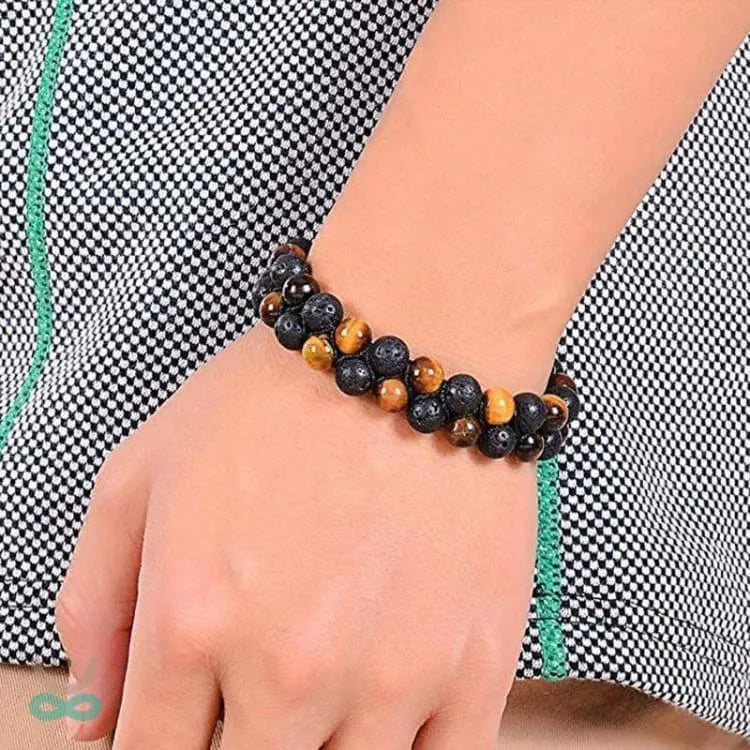 Bracelet oeil de tigre et pierre de lave
