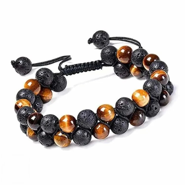 Bracelet oeil de tigre et pierre de lave