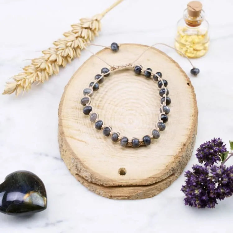 Bracelet labradorite tressé