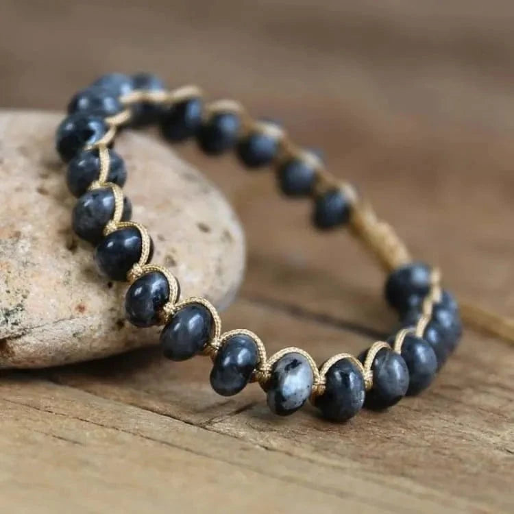 Bracelet labradorite tressé