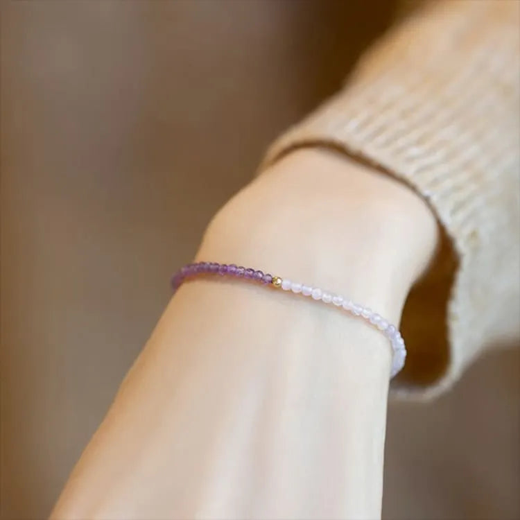 Bracelet quartz rose et améthyste perles fines