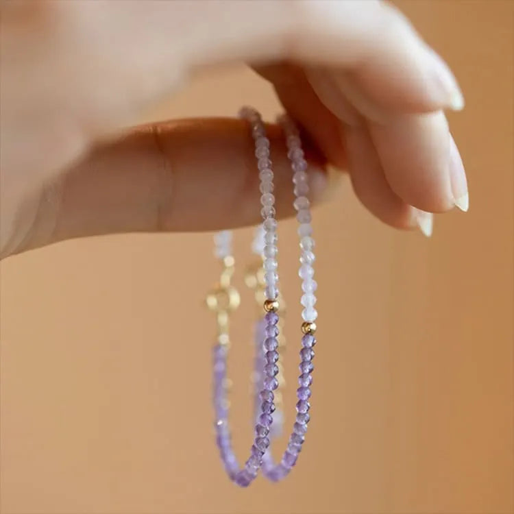 Bracelet quartz rose et améthyste perles fines