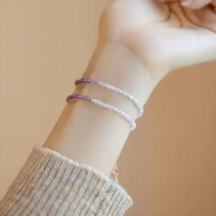 Bracelet quartz rose et améthyste perles fines