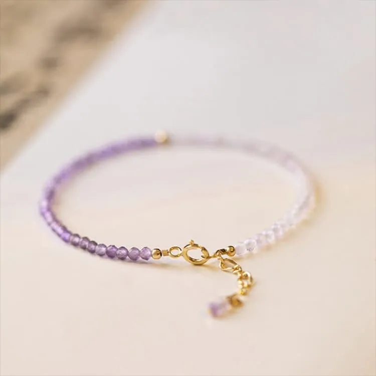 Bracelet quartz rose et améthyste perles fines