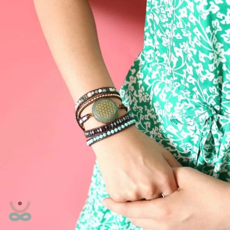 Bracelet aventurine fleur de vie, vert