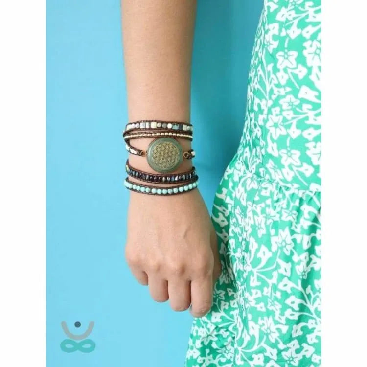 Bracelet aventurine fleur de vie, vert