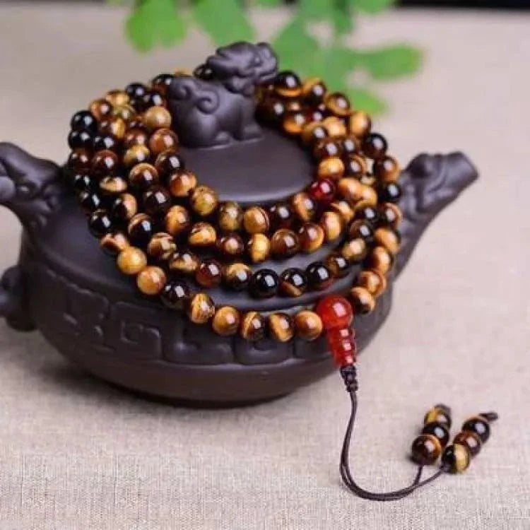 Bracelet mala 108 perles oeil de tigre