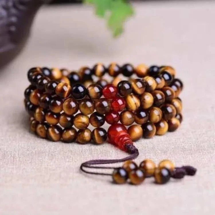 Bracelet mala 108 perles oeil de tigre