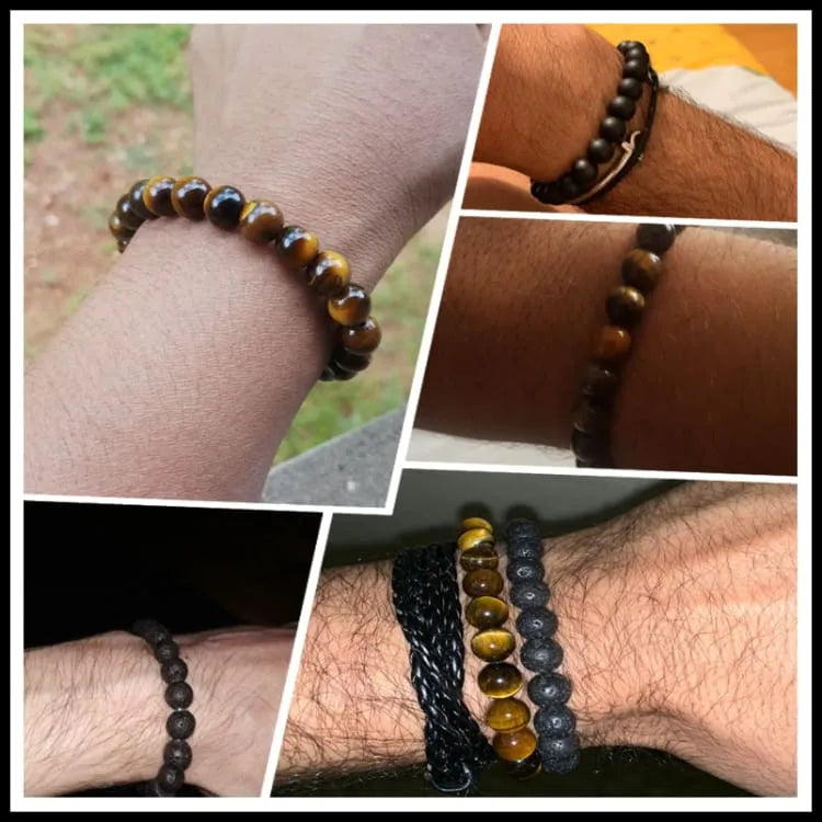 Bracelet oeil de tigre sur cordon