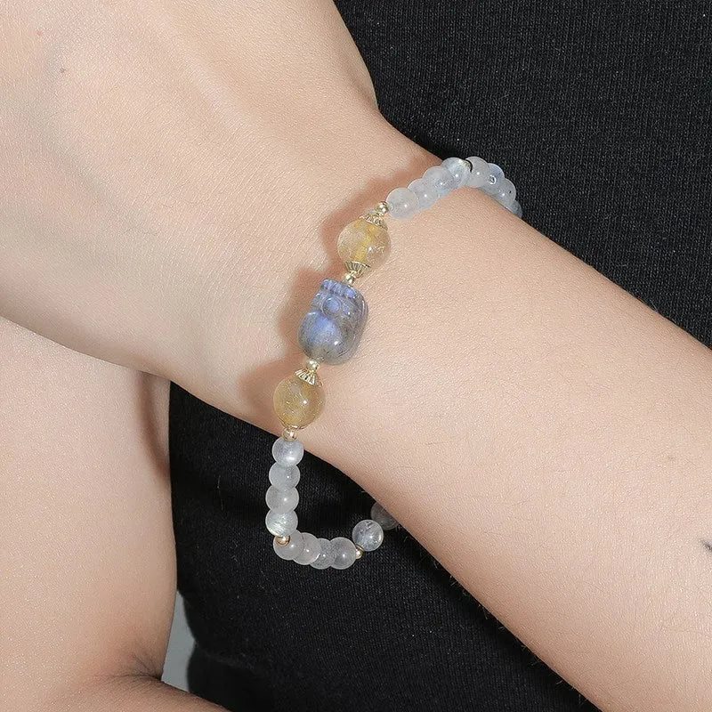 Bracelet pierre de lune à pendentif et écrin