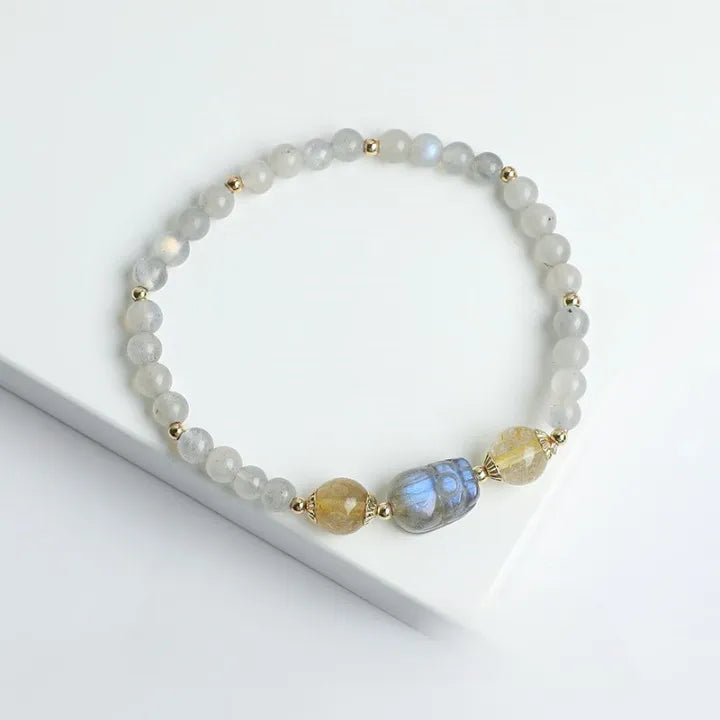 Bracelet pierre de lune à pendentif et écrin