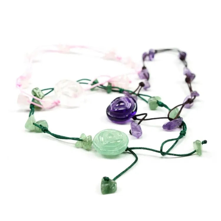 Bracelet de cheville quartz rose et améthyste