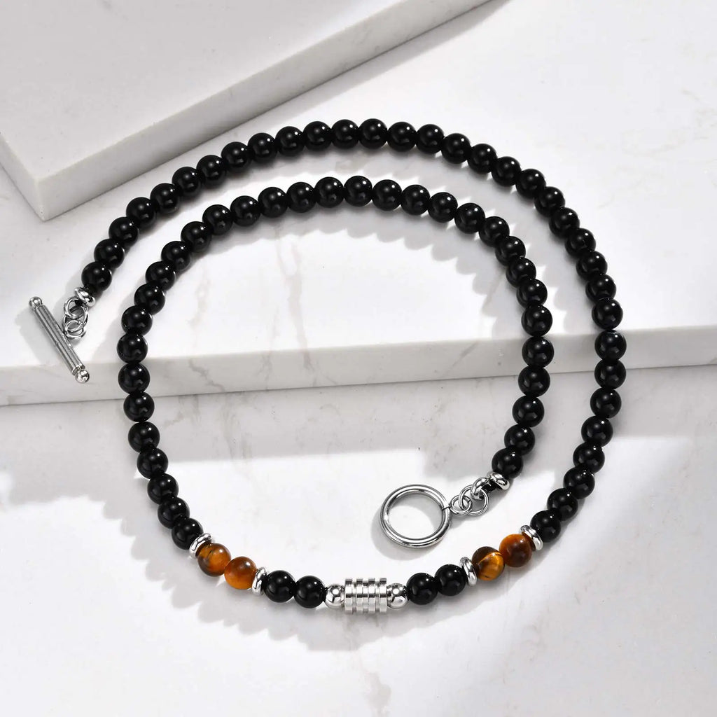 Collier oeil de tigre boucle OT vintage