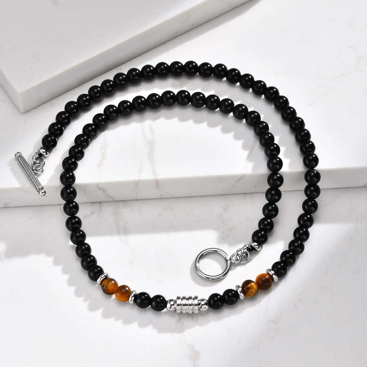 Collier oeil de tigre boucle OT vintage