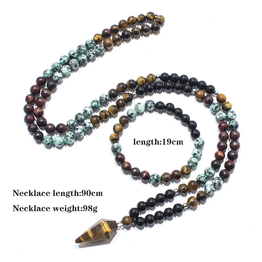 Mala tibétain onyx et turquoise africaine