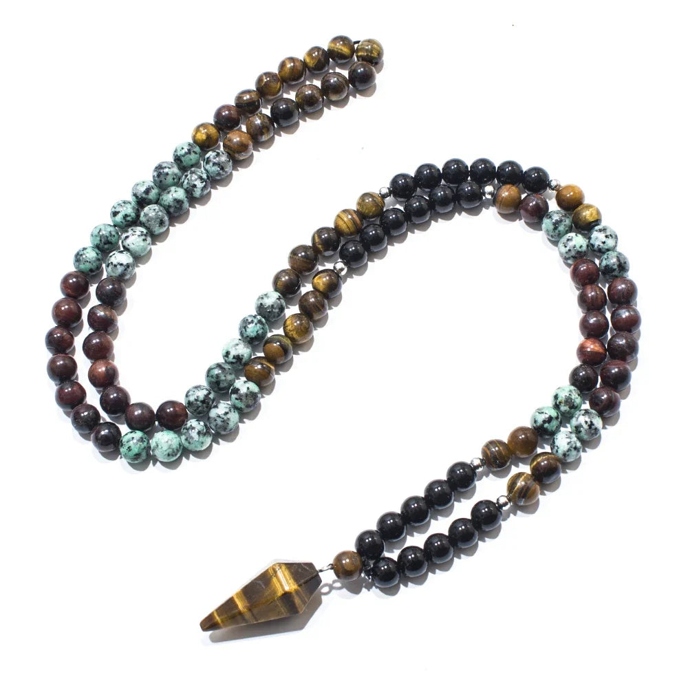 Mala tibétain onyx et turquoise africaine