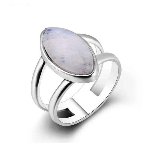 Bague pierre de lune simple en argent 925
