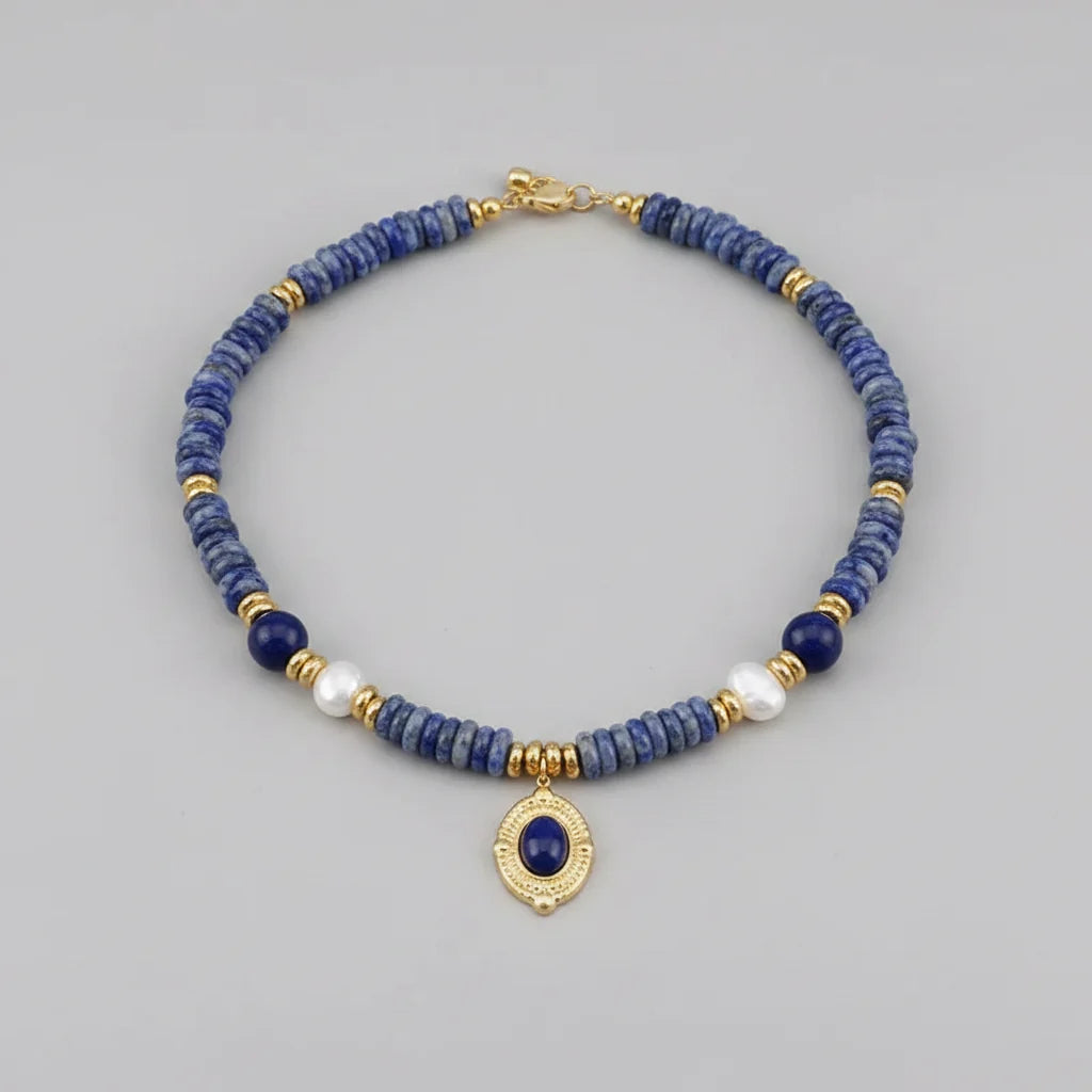 Bracelet lapis lazuli et perle d'eau douce