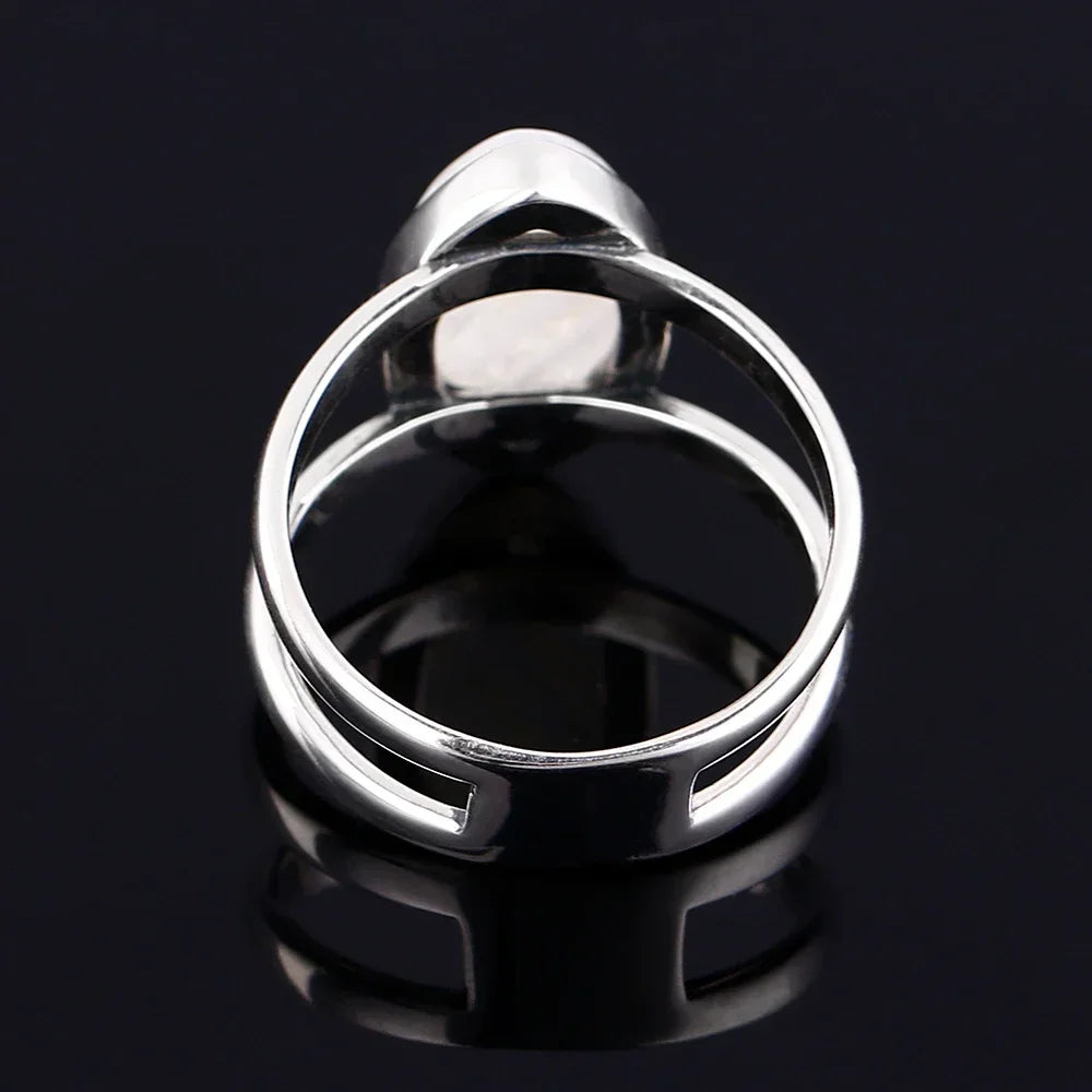 Bague pierre de lune simple en argent 925