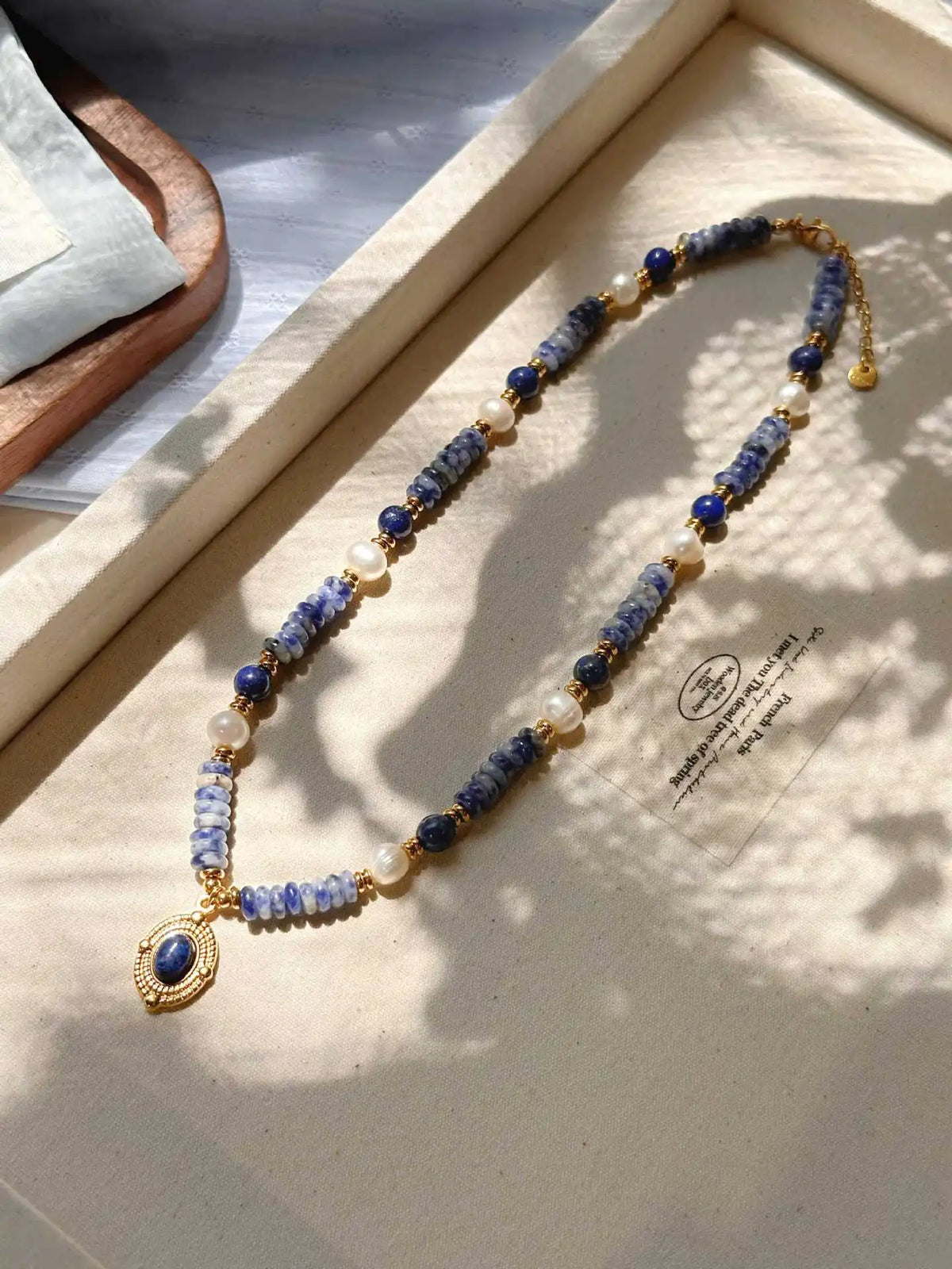 Bracelet lapis lazuli et perle d'eau douce