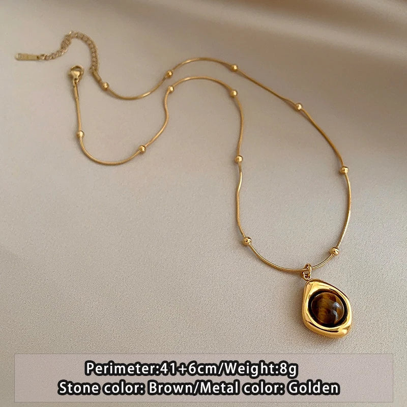 Collier oeil de tigre double rang style rétro