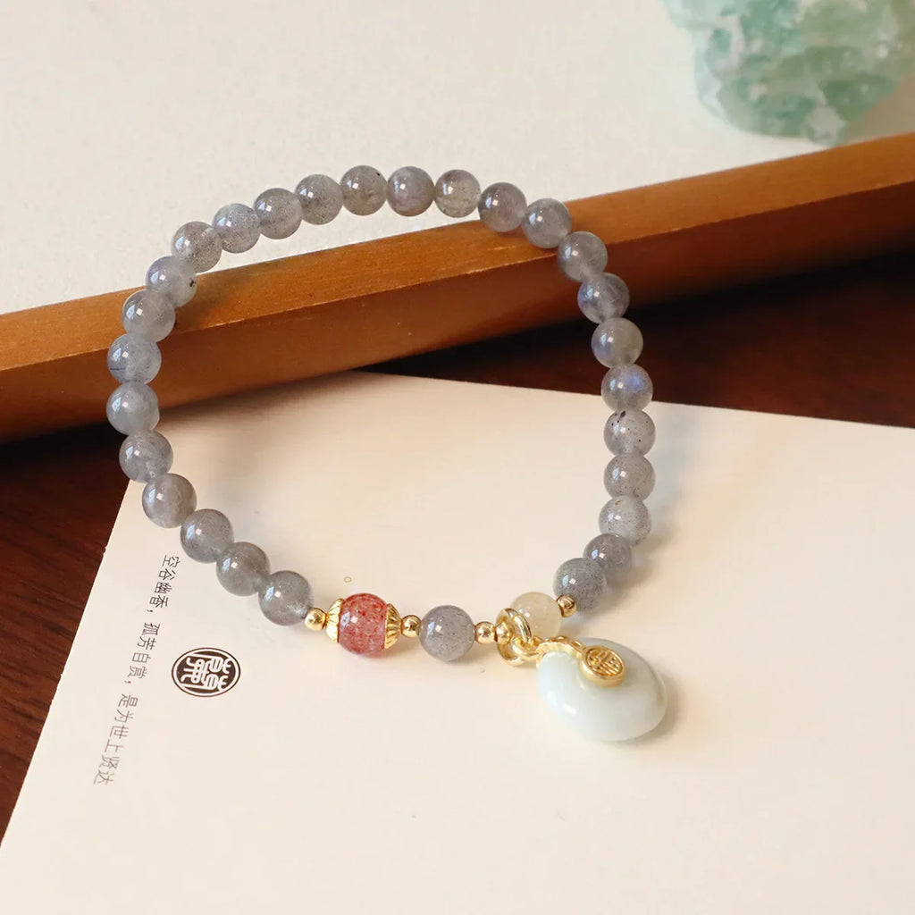 Bracelet pierre de lune, citrine et quartz fraise
