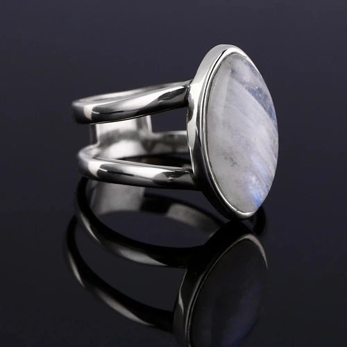 Bague pierre de lune simple en argent 925