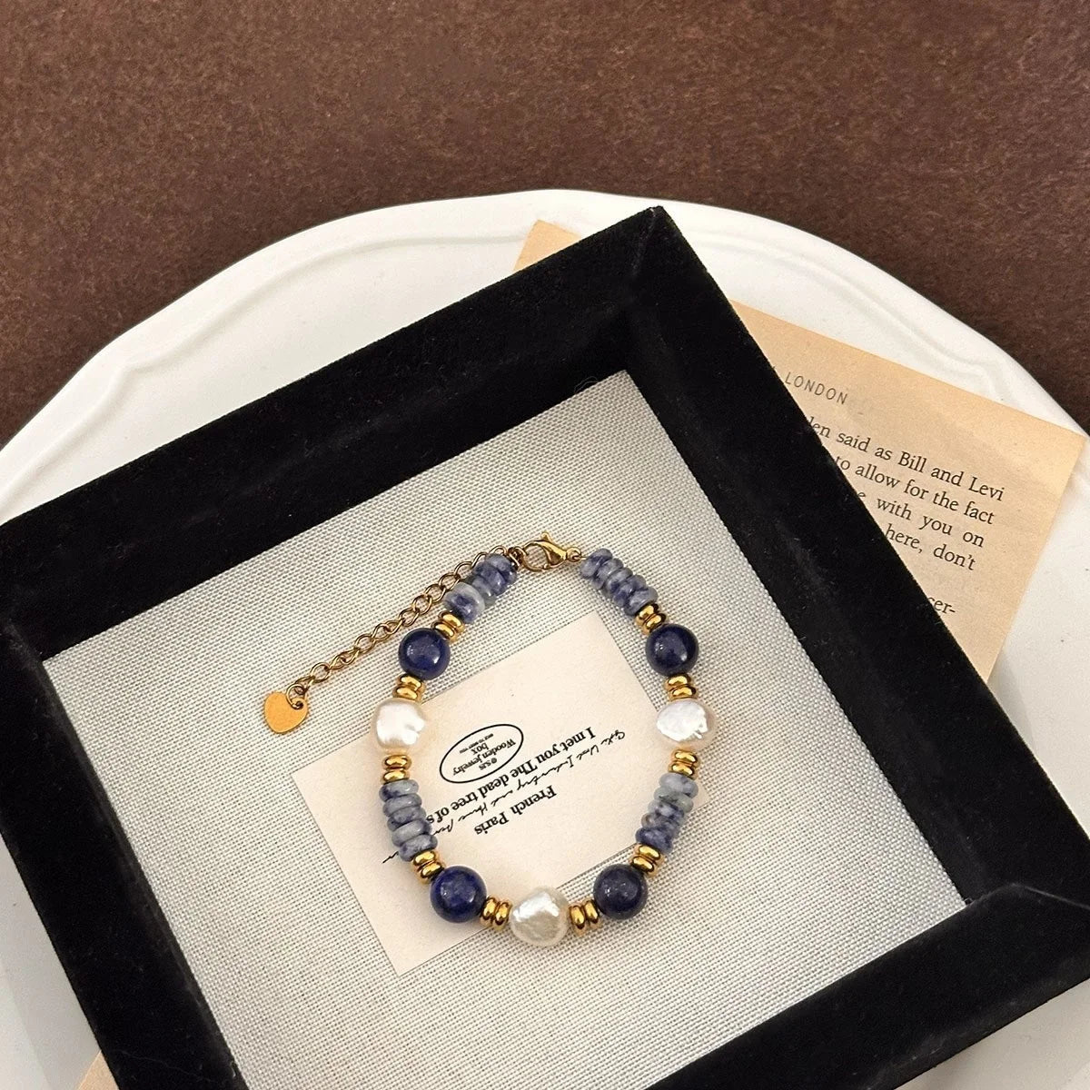 Bracelet lapis lazuli et perle d'eau douce